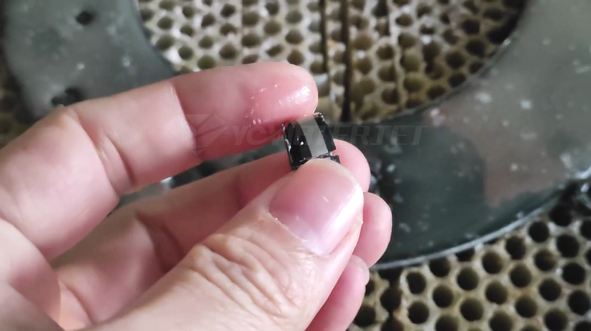 If the composite material is cut without pre-drilling, it will delaminate or break apart. If the composite material is cut without pre-drilling, it will delaminate or break apart