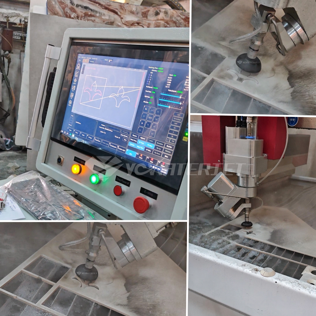 Patterned stone water jet cutting