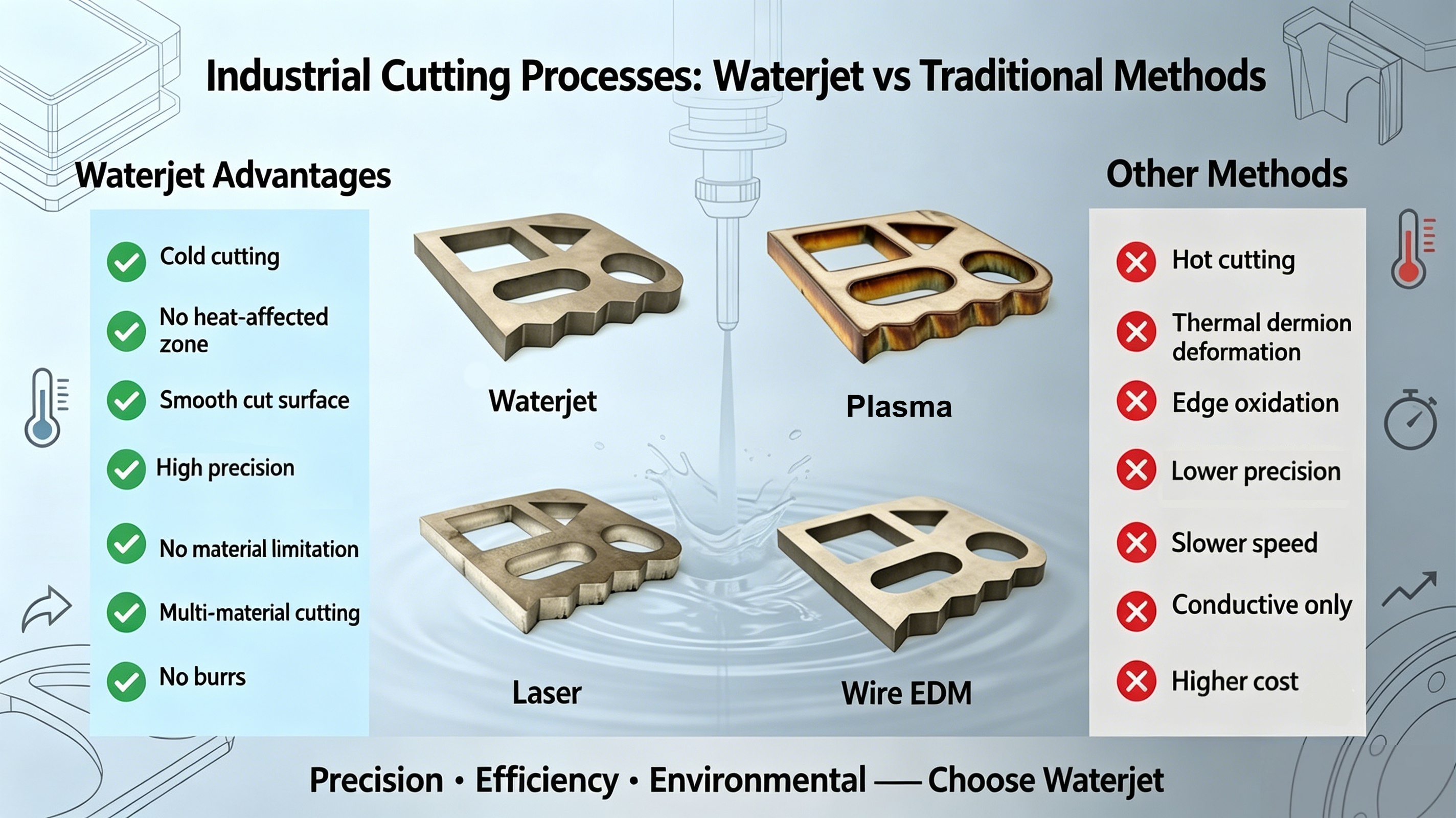 Three Core Challenges in Metal Cutting-Waterjet vs Traditional Methods